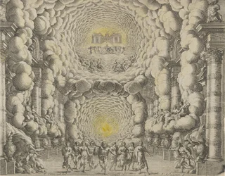 Projekt scenografii teatralnej Giacomo Torelli da Fano do baletu „Les Noces de...”, 1654