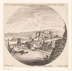Widok na Castel Nuovo Veue du Chasteau neuf et partie de la Ville de Naples (tytuł obiektu) Różne widoki portów morskich (tytuł serii) Różne veues de Ports de mer (tytuł serii)