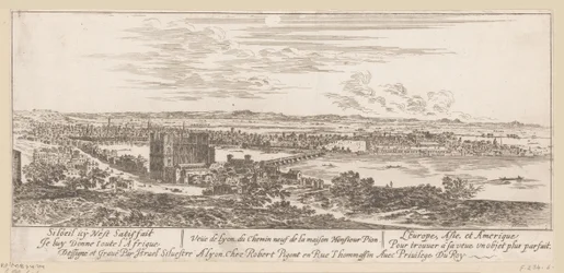 Widok na Lyon z domu pana Piona Veue de Lyon du Chemin neuf de la maison Monsieur Pion (tytuł na obiekcie)