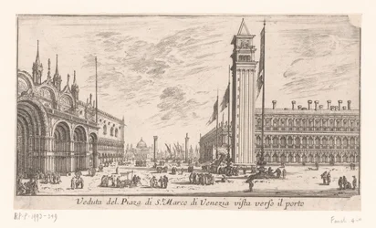 Widok na Plac św. Marka w Wenecji Veduta del Piazza di St. Marco di Venezia vista verso il porto (tytuł na obiekcie) Widoki Rzymu i Wenecji (tytuł serii) Vues de Rome et de Venise (tytuł serii)