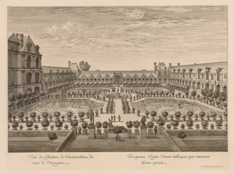 Widok na Château de Fontainebleau od strony Orangerie, 1679.