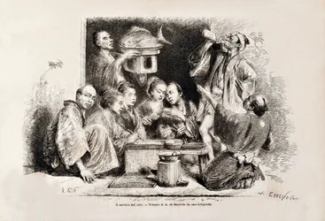 Sake na małą imprezę, z włoskiego wydania Tour du Monde, 1869