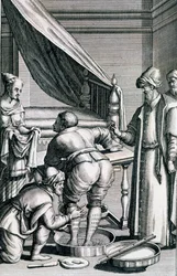 Upuszczanie krwi w nogach, z Medicina Aegyptiorum przez Prospero Alpini, opublikowane 1745