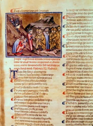 Canto XXIII Dante i Wergiliusz w kręgu hipokrytów, z Kajfaszem ukrzyżowanym na ziemi, z Boskiej Komedii (Piekło), ok. 1313