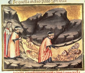 Canto XXXIII Dante i Wergiliusz spotykają Ugolina w Kręgu Zdrajców, z Boskiej Komedii (Piekło), ok. 1313