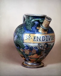 Ceramiczny dzbanek firmy Urbin. XVI wiek.Museo del Castello. Mediolan