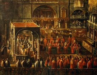 Ceremonia w bazylice św. Marka w Wenecji, obraz anonimowego artysty, Włochy