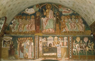 Chrystus na tronie między Dziewicą, Janem Chrzcicielem, Apostołami i dwoma Aniołami