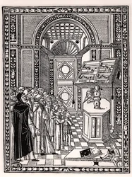 Chór kościelny, ilustracja z Practica Musicae Franchino Gaffurio (1451-1522), wydana w Wenecji 1512