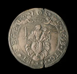 Waluta Republiki Genów: szeroka ECU w srebrze. Śr. 61 mm. 1693. powrót. Genes Musei di Strada Nuova (inw., M7097)