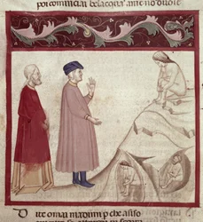 Dante i Virgil (70-19 pne) spotykają dusze uwięzione w skałach, z Boskiej komedii Dantego Alighieri (1265-1321)