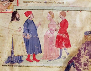 Dante i Virgil (70-19 pne) z Francescą da Rimini i Paolo Malatestą, z Boskiej komedii Dante Alighieri (1265-1321)