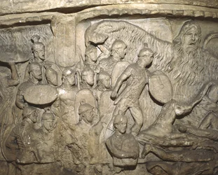 Fragment odlewu Kolumny Marka Aureliusza przedstawiający Cud Deszczu (tynk)