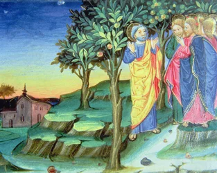 Fol.101v Chrystus idzie modlić się na Górze Oliwnej (welum)