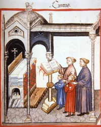Fol.103r Śpiew, ilustracja z Tacuinum Santiatis Codex Vindobonensis