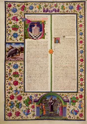 Fol.92v Otwarcie na Księgę proroka Amosa, z Biblii Borso d
