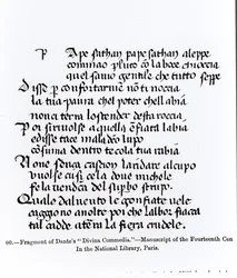 Fragment „Divina Commedia” Dantego (1265-1321), ilustracja z „Nauka i literatura średniowiecza i renesansu”, napisana i rytowana przez Paula Lacroix, 1878