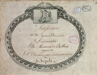 Frontyspis „Symfonii Es-dur: dedykowanej pamięci Belliniego” Gaetano Donizettiego (1797-1848).