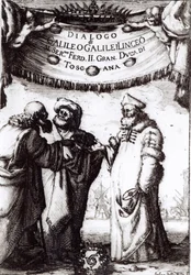 Frontyspis do dialogu o dwóch największych systemach świata autorstwa Galileusza, opublikowany w 1632 r.