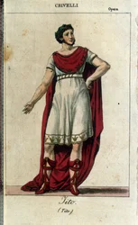 Gaetano Crivelli (1768-1836) w roli Tito w „La Clemence de Tito” Wolfganga Amadeusza Mozarta (1756-1791) reprezentowanej w mediolańskiej La Scali w 1819