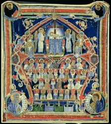 Historyczny inicjał A przedstawiający Sąd Ostateczny