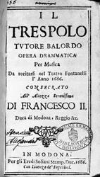 Okoń korepetytor głupia partytura do opery Alessandro Stradelli (1644 - 1682) włoskiego kompozytora. Modena 1688.