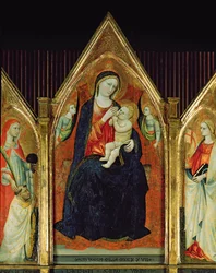 Madonna Karmiąca Dzieciątko Jezus ze świętymi (tempera na drewnie) (detal z 254064)