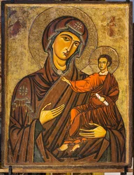 Madonna Odigitria (Dziewica z Dzieciątkiem), zwana także Madonną Bruna, połowa XIII wieku