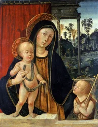 Madonna z Dzieciątkiem z młodym Janem Chrzcicielem, ok. 1500 (tempera na drewnie topoli)