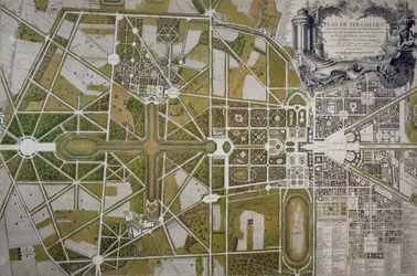 Mapa Villa Mansi i jej ogrodów w Capannori (Toskania), grawerowanie, Włochy
