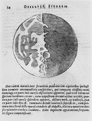 Mapa księżyca, ilustracja z Sidereus Nuncius autorstwa Galileo Galilei, 1610