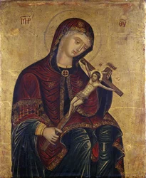 Maryja z Krucyfiksem (tempera na wierzbie)