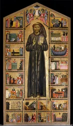 Mistrz (Maestro) del San Francesco Bardi. Szkoła florencka z pierwszej połowy XIII wieku. Ołtarz św. Franciszka z Asyżu (Asyż). Sceny z życia św. Francois. Kaplica (Cappella) Bardi.