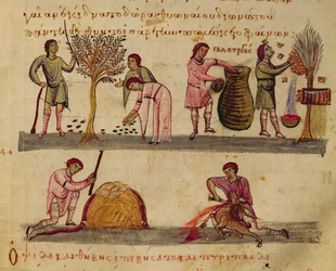 Pani Grec 479 Praca w polu, ilustracja z Cynegetica autorstwa Oppiana (tempera na welinie)