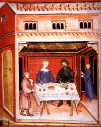 Nova 2644 fol.77v Przygotowanie oczu zwierzęcych, z "Tacuinum Sanitatis" (vellum)