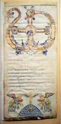Strona pontyfikatu zawierająca modlitwy i ceremonie odprawiane przez Ewę (Ms.724/1-Carta3) Rękopis z X wieku. Rzym, Biblioteca Casanatense