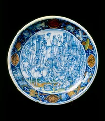 Talerz z Alegoriami Selene, manufaktura Faenza