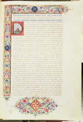 Plut 82.6 C.1 Dialogi Platona przetłumaczone przez Ficino i dedykowane Wawrzyńcowi Wspaniałemu, ok. 1480 r. (welin)