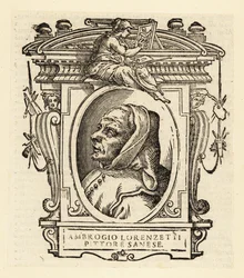 Portret Ambrogio Lorenzettiego lub Ambruogio Laurati, włoskiego malarza szkoły sieneńskiej, ok. 1290-1348