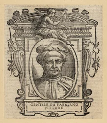 Portret Gentile da Fabriano, włoskiego malarza tworzącego w stylu gotyku międzynarodowego, około 1370-1427