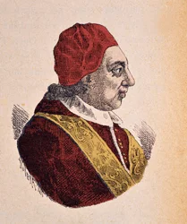 Portret papieża Benoita XIV (benedetto, Benedict lub Benedictus) (1740-1758), 1898 (rycina z późniejszym zabarwieniem)