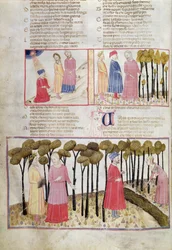 Purg.XXVIII f.47v Virgil pożegnalny i Boski Las, z Boskiej Komedii Dante Alighieri (1265-1321)