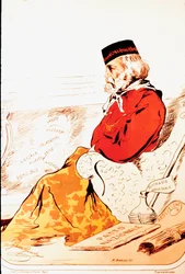 Reprezentacja posłów na prawicę sejmową Bohaterów Risorgimento i włoskiego patrioty Giuseppe Garibaldiego (1807-1882) w 1874 r. Rysunek. Rzym, Museo del Risorgimento