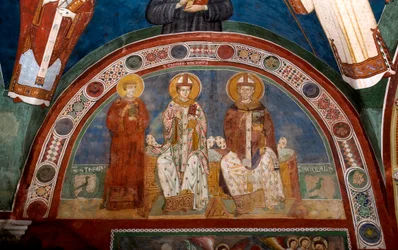 Reprezentacja św. Szczepana, męczennika chrześcijańskiego, św. Klasztor św Benedetto (Sacro Speco), Subiaco (Rzym