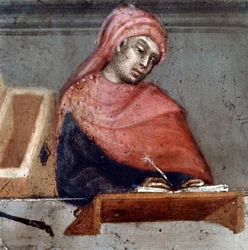 Reprezentacja kamerlingwisty Detal - oficer pokryty liripionem - Anonimowy obraz na drewnie Biccherny (okładka księgi rachunkowej miasta Siena) 1388. Siena Archivio di Stato, Włochy