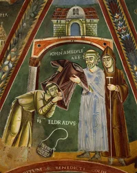 Święty Heldrad powraca z Santiago de Compostela, w kaplicy św. Heldrad i Mikołaj (fresk)