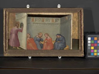 Scena z legendy o św. Mikołaju (tempera i złoto na desce)