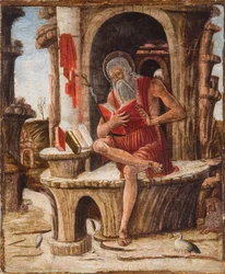 Święty Jerome (olej na panelu)