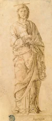 Św. Jan Ewangelista, przypisywany Giovanniemu Belliniemu (ok. 1430-1516) lub Andrei Mantegnie (1430-1516) (pióro i atrament na papierze)