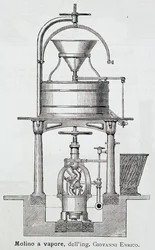 Młyn parowy zaprojektowany przez Giovanniego Enrico (1851-1909), grawerowanie Włoch